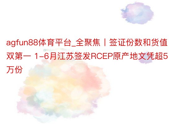 agfun88体育平台_全聚焦丨签证份数和货值双第一 1-6月江苏签发RCEP原产地文凭超5万份