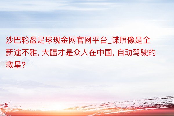 沙巴轮盘足球现金网官网平台_谍照像是全新途不雅, 大疆才是众人在中国, 自动驾驶的救星?