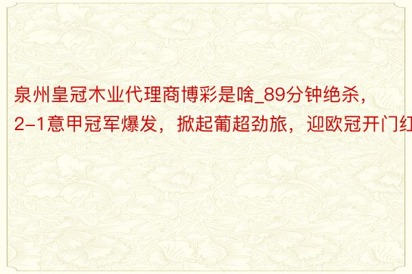 泉州皇冠木业代理商博彩是啥_89分钟绝杀，2-1意甲冠军爆发，掀起葡超劲旅，迎欧冠开门红